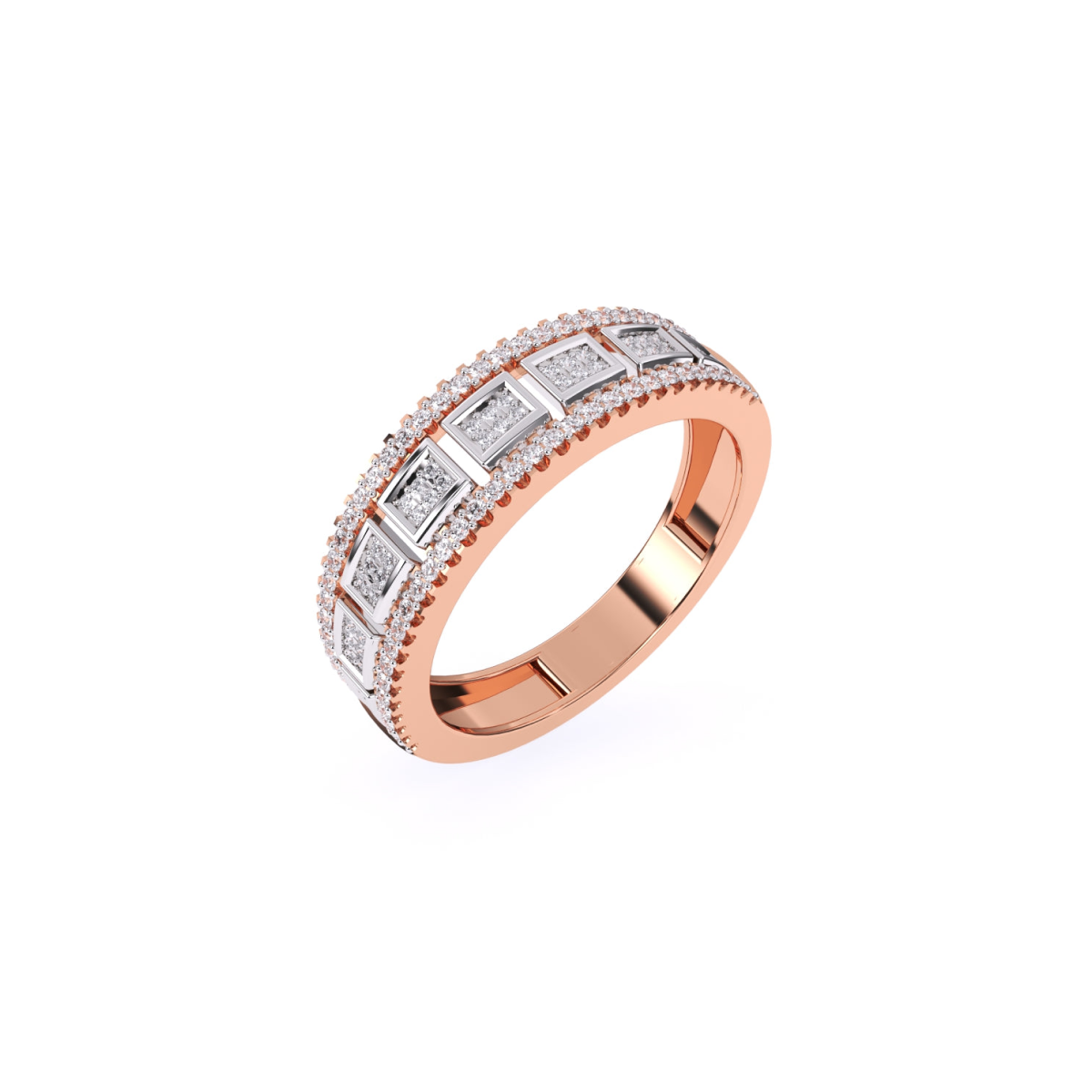 Two Tone Diamond Cluster Lavish Band